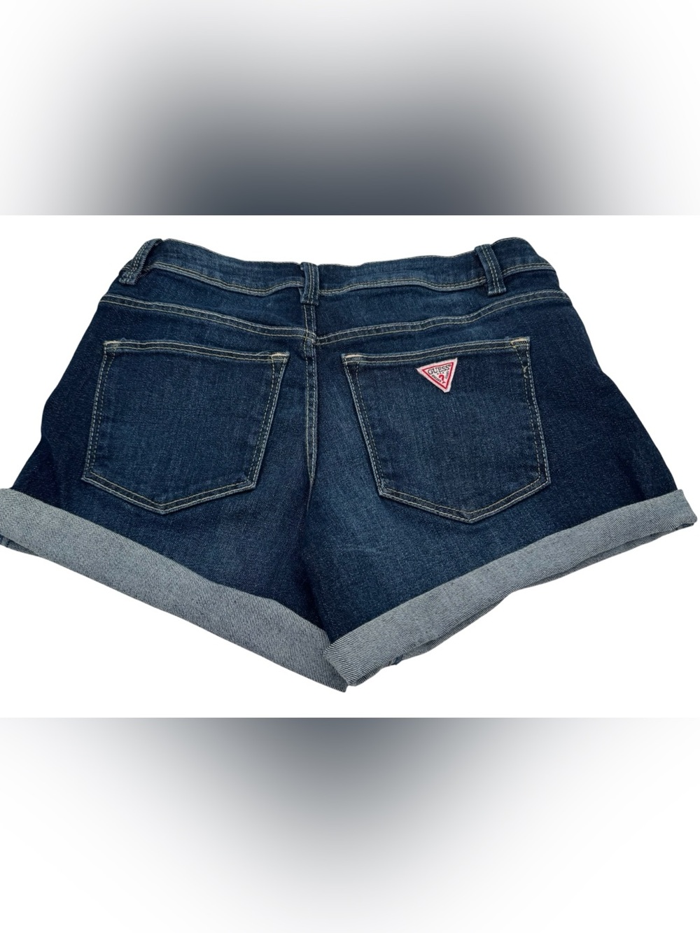 Guess Los Angeles Indigo Wash Cuffed Denim Shorts Rise 8.5" Inseam 3" Size 6 - Picture 9 of 13